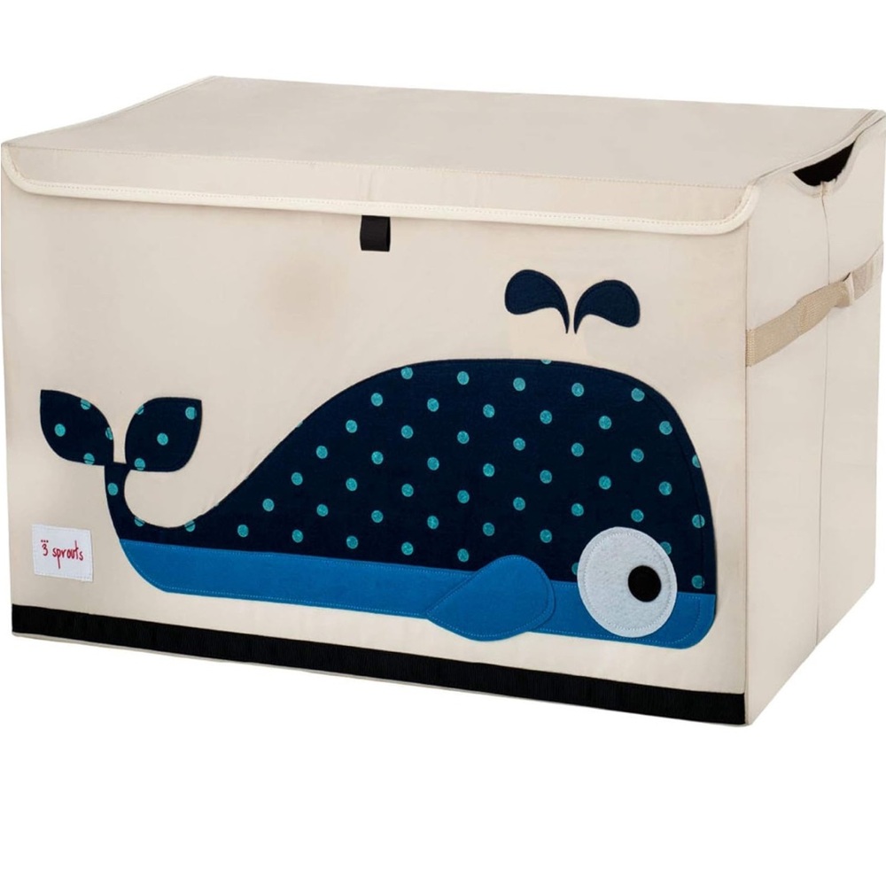 3 Sprouts Large Whale Toy Chest with Lid & Handles - Collapsible Toy Storage Bin